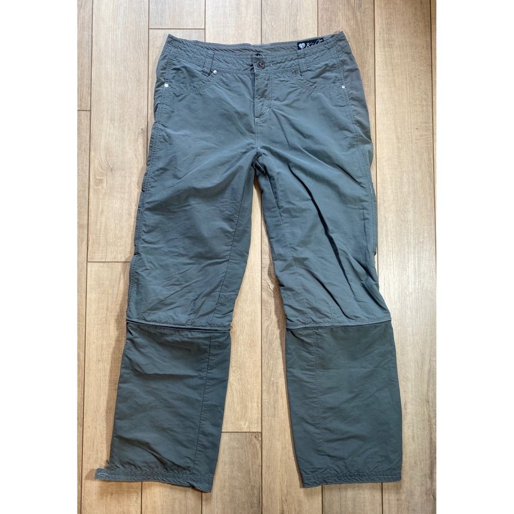 Kuhl Outdoor Hiking Convertible Zip off Pants Capris Womens 10 Short Gray Green